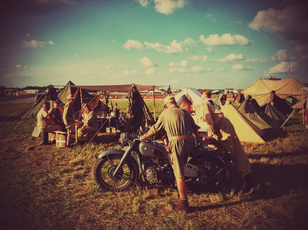Not an old photo! These guys actually recreate a WWII-era camp!